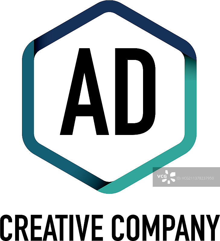 字母AD六边形设计logo概念图片素材