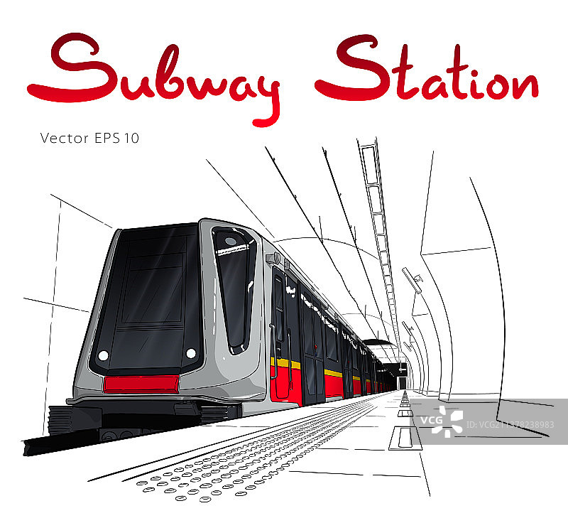 手绘地铁站素描图片素材