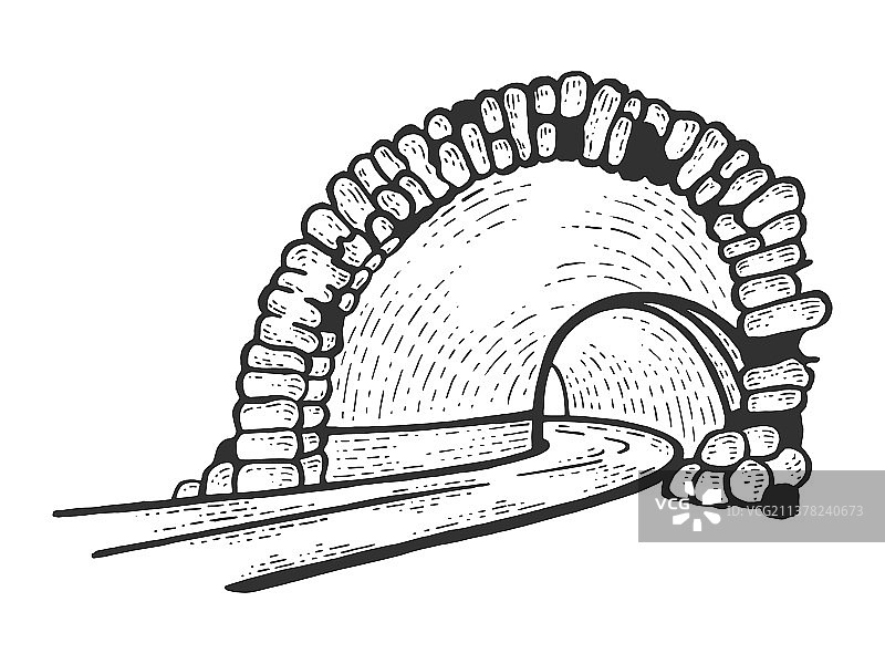 山地隧道公路素描图片素材