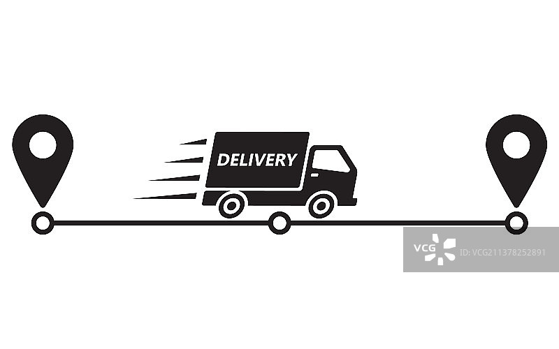 服务运输卡车和路线指针图片素材