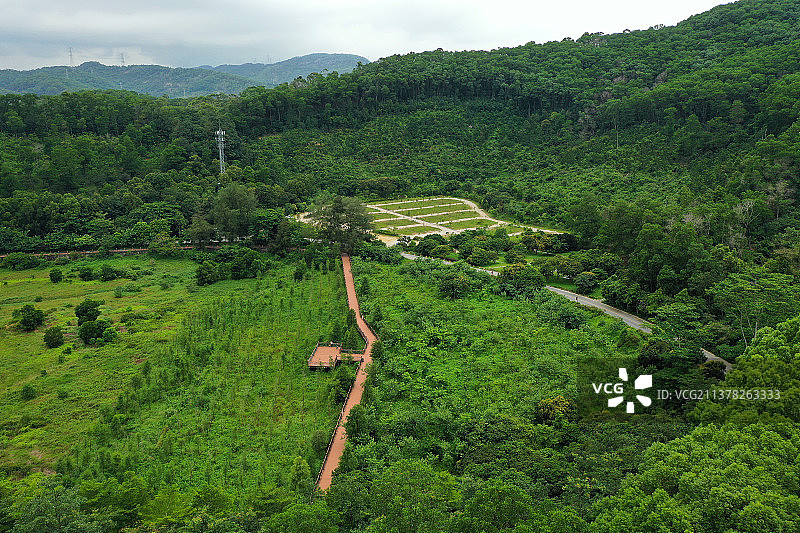 广东省东莞市虎门石洞大岭山森林公园观音寺航拍图片素材