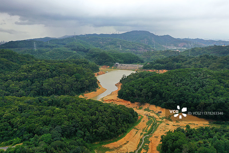 广东省东莞市虎门石洞大岭山森林公园观音寺航拍图片素材