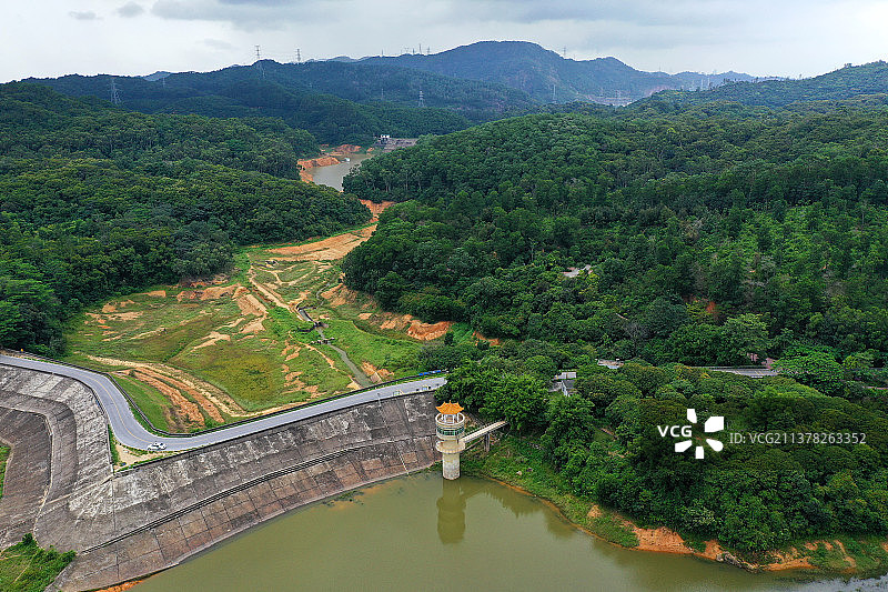 广东省东莞市虎门石洞大岭山森林公园观音寺航拍图片素材