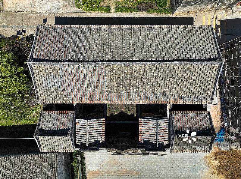 广东省惠州市惠城区横沥镇墨园村老书室航拍图片素材