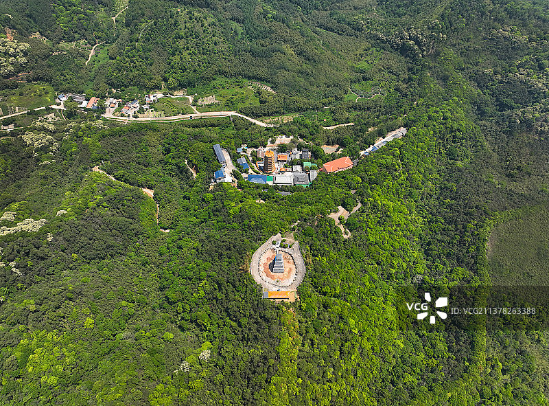 广东省惠州市博罗县象头山国家级自然保护区明珠禅寺航拍图片素材
