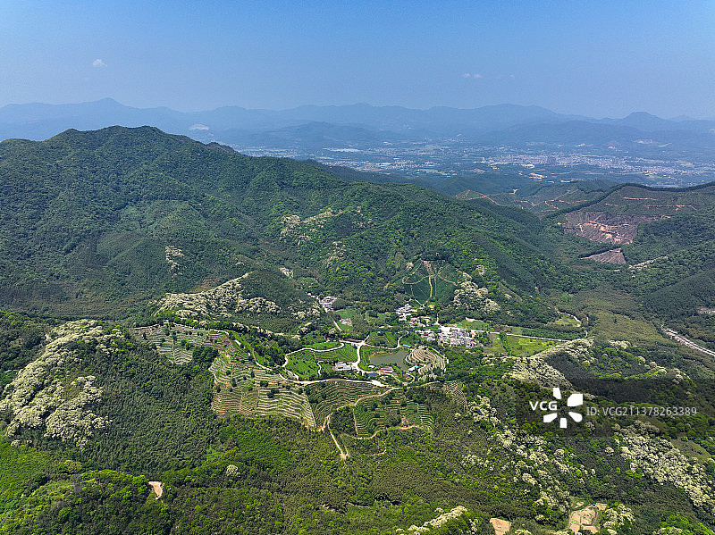 广东省惠州市博罗县象头山国家级自然保护区明珠禅寺航拍图片素材