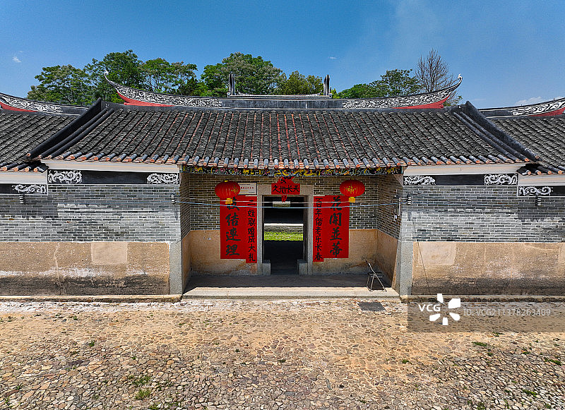 广东省惠州市龙门县永汉镇鹤湖村全国重点文物保护单位鹤湖围航拍图片素材