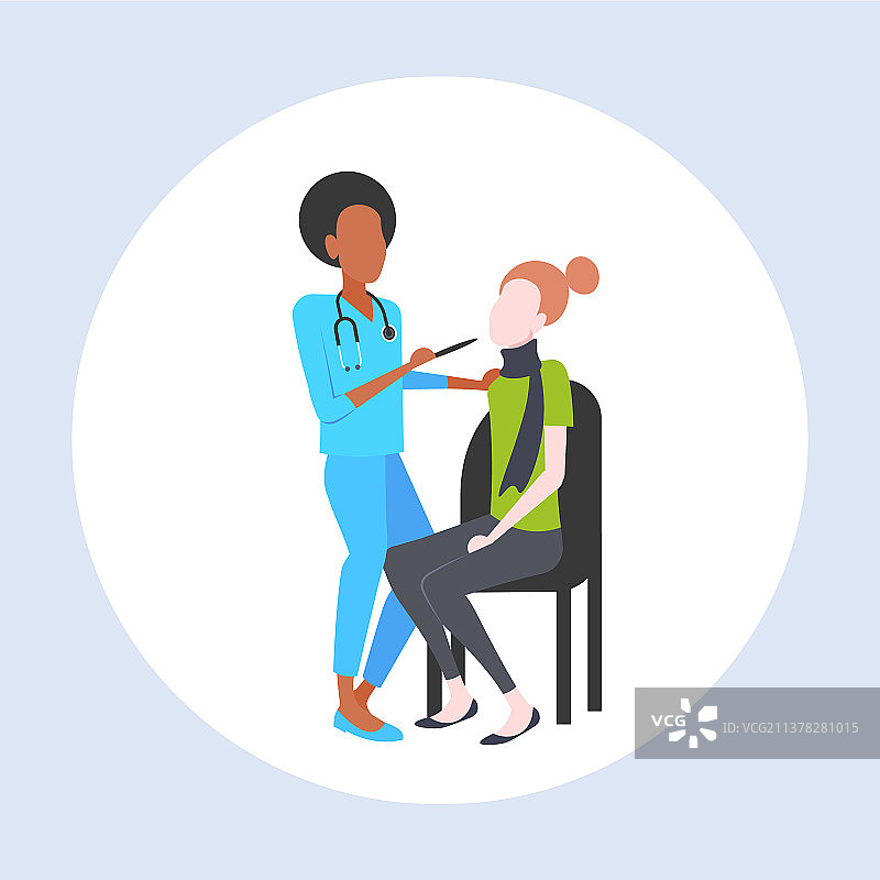 女医生检查女患者咽喉图片素材