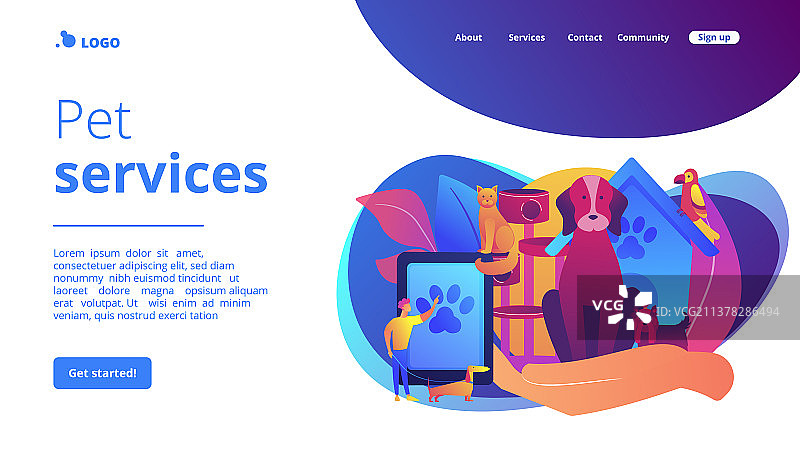 宠物服务概念着陆页图片素材