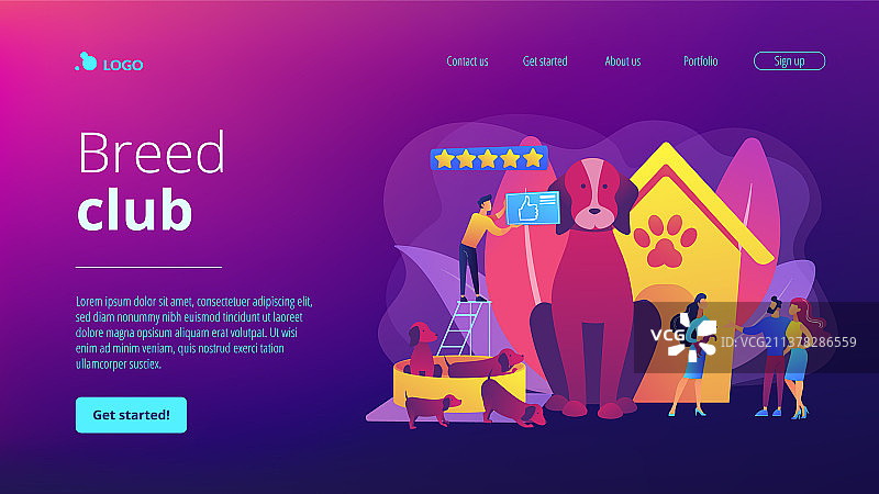 品种俱乐部概念着陆页图片素材