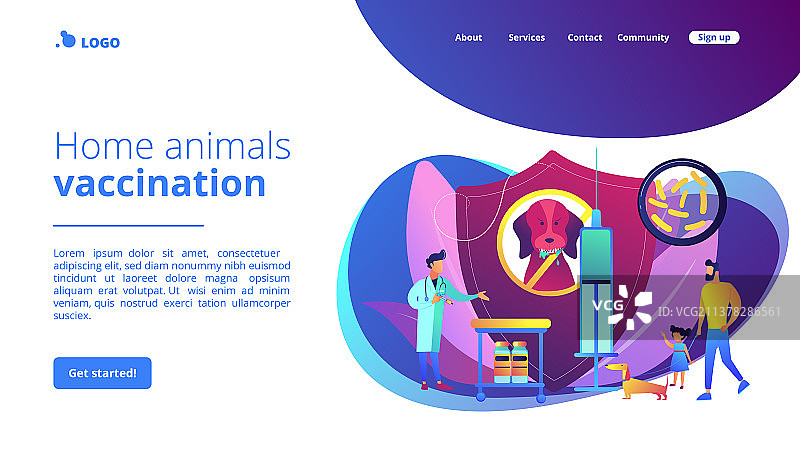 狂犬病宠物概念着陆页图片素材