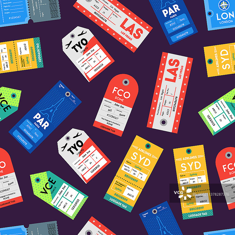 护照和行李牌无缝图案图片素材
