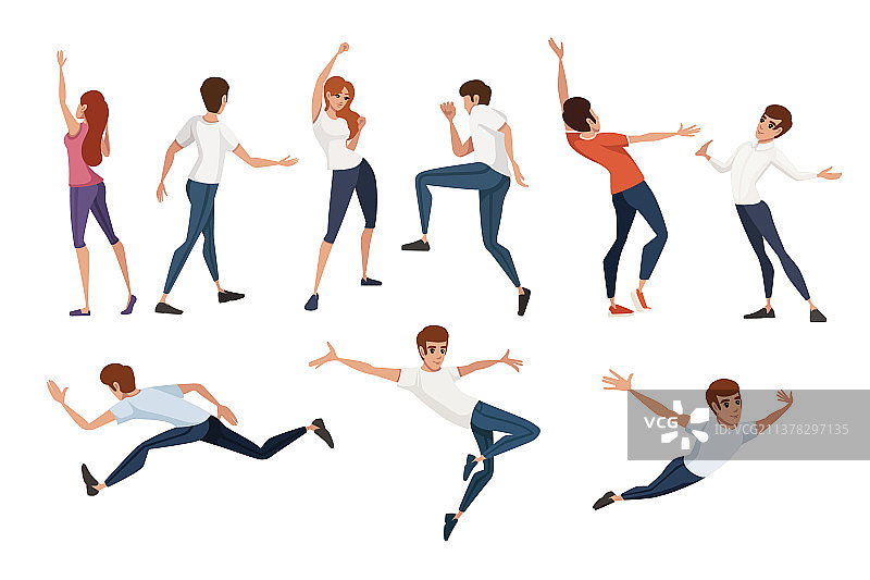 穿着休闲装的不同姿势人物合集图片素材