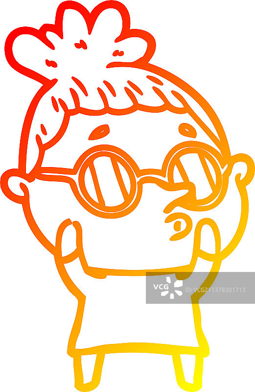 暖色渐变线条卡通穿着时尚的女人图片素材