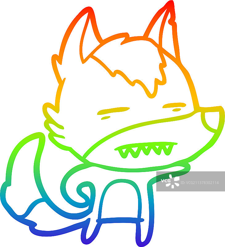 彩虹渐变线条卡通狼图片素材