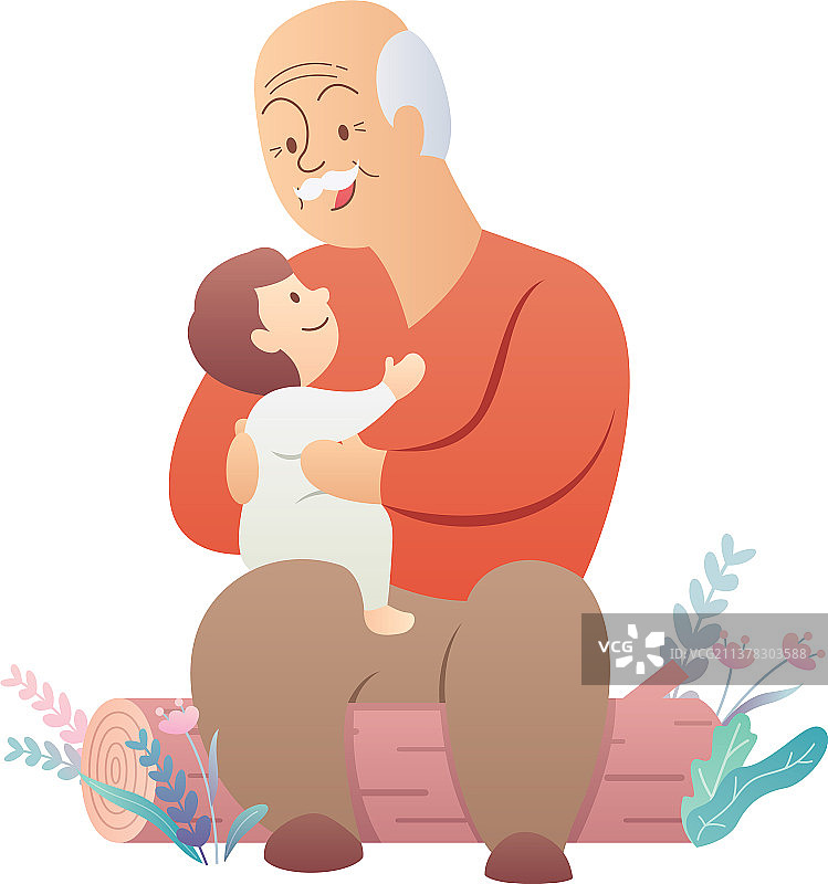 爷爷和白面包图片素材