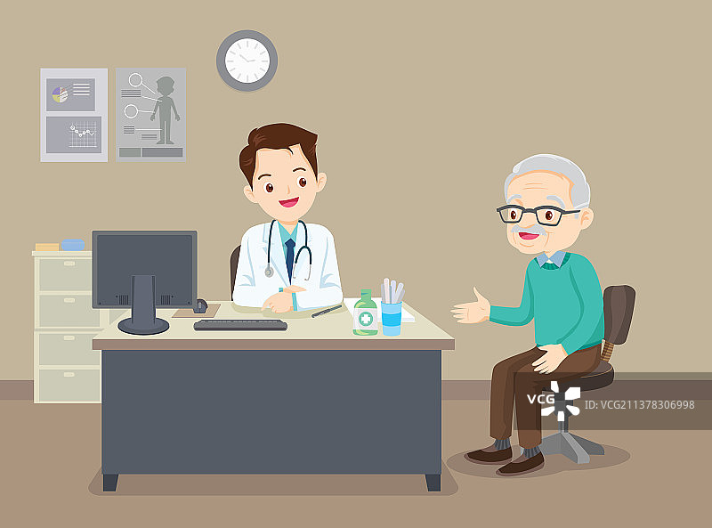 爷爷在看医生图片素材
