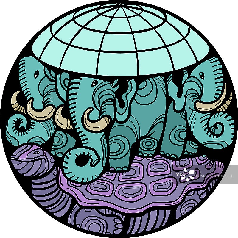 地球仪放在大象身上图片素材