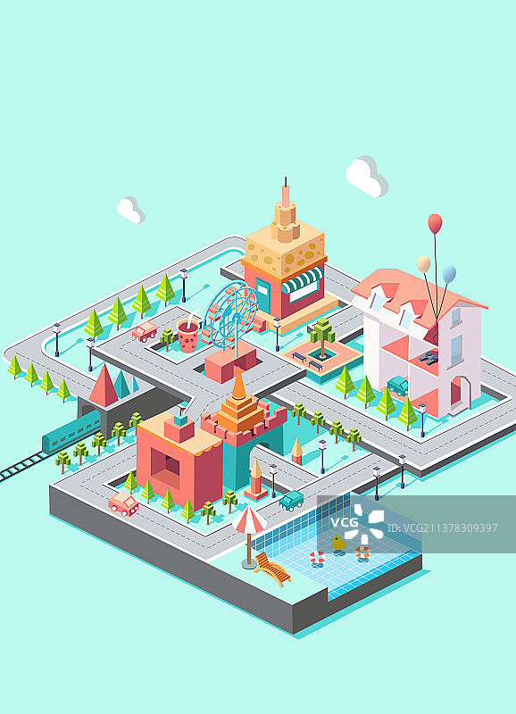 2.5D建筑图片素材