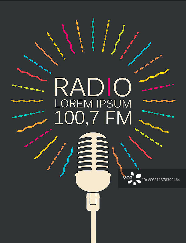 带有麦克风和文本区域的广播banner图片素材