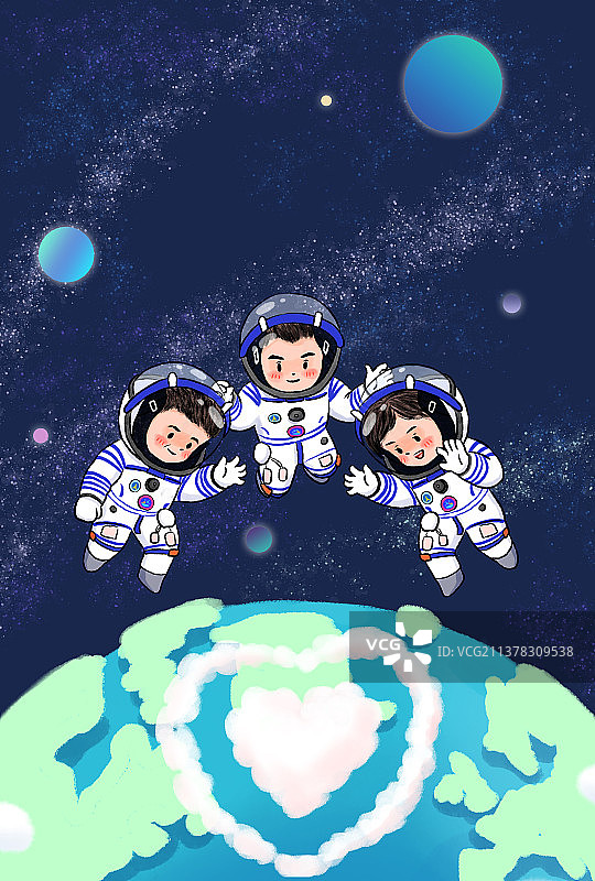 航天员系列插画图片素材