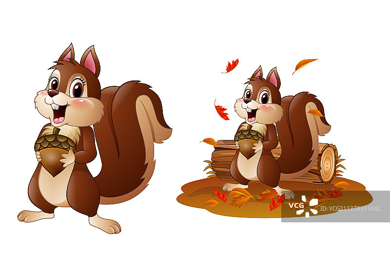 卡通趣味松果小松鼠图片素材