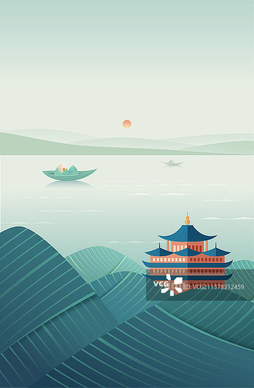 端午节城隍阁竖版图片素材