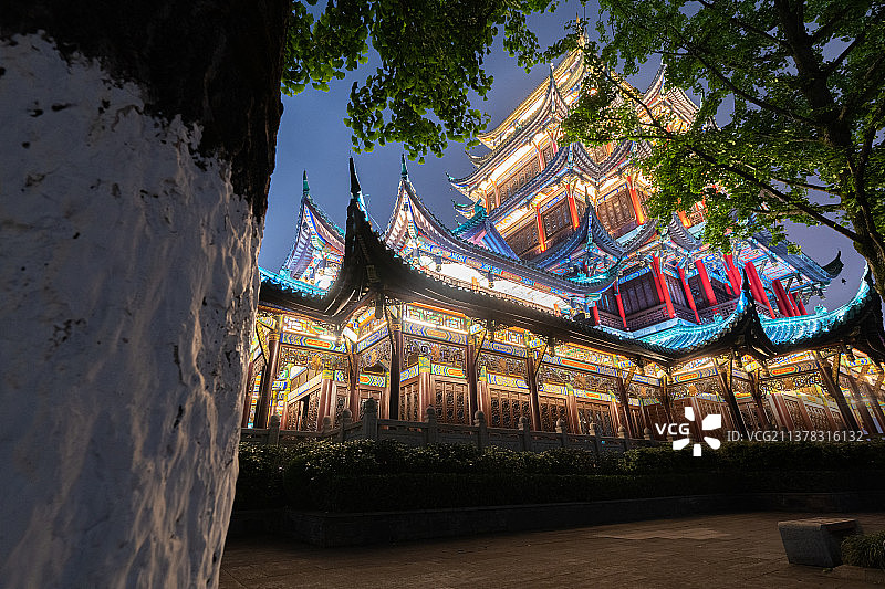 重庆鸿恩寺夜景外部风光图片素材