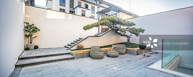 别墅露台花园图片素材