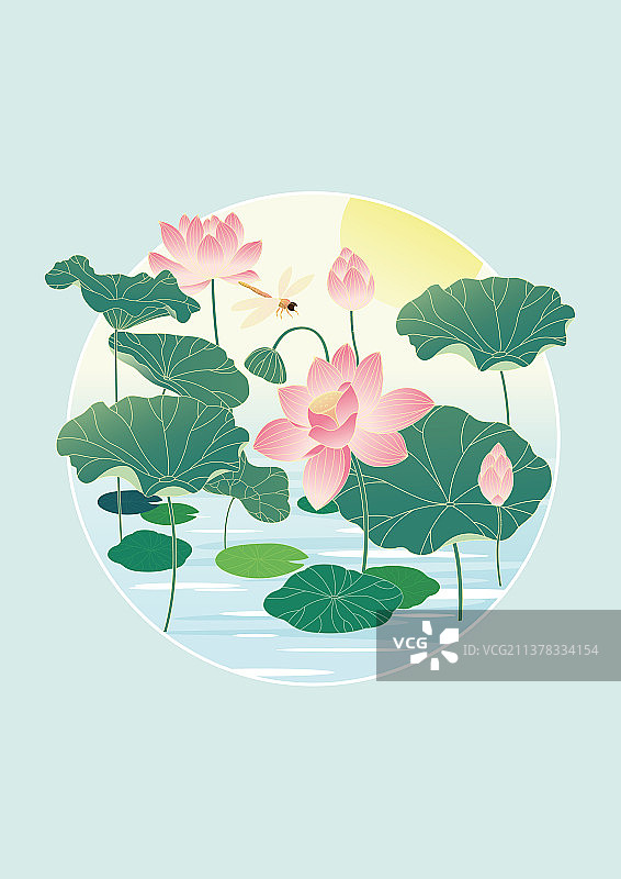 传统节气立夏国风荷塘矢量海报图片素材