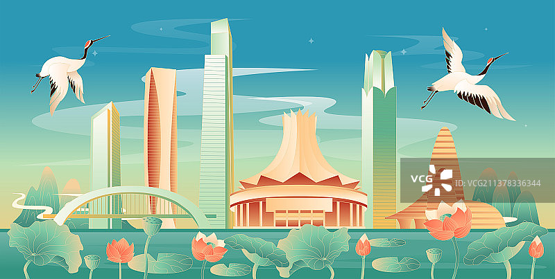 国潮风南宁插画图片素材