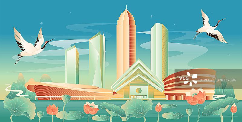 国潮风绍兴插画图片素材