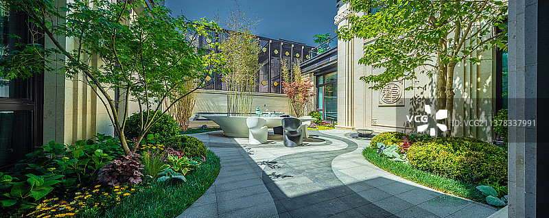 别墅庭院园林景观图片素材