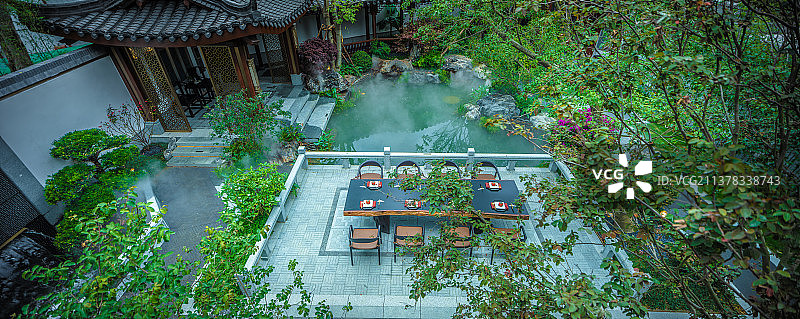 中式别墅庭院园林景观图片素材