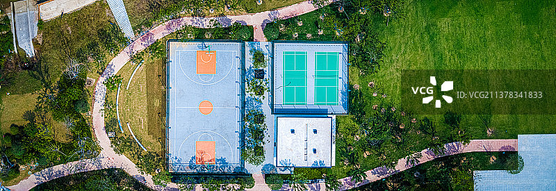 航拍篮球场图片素材