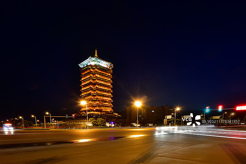 城市风光地标建筑夜景图片素材