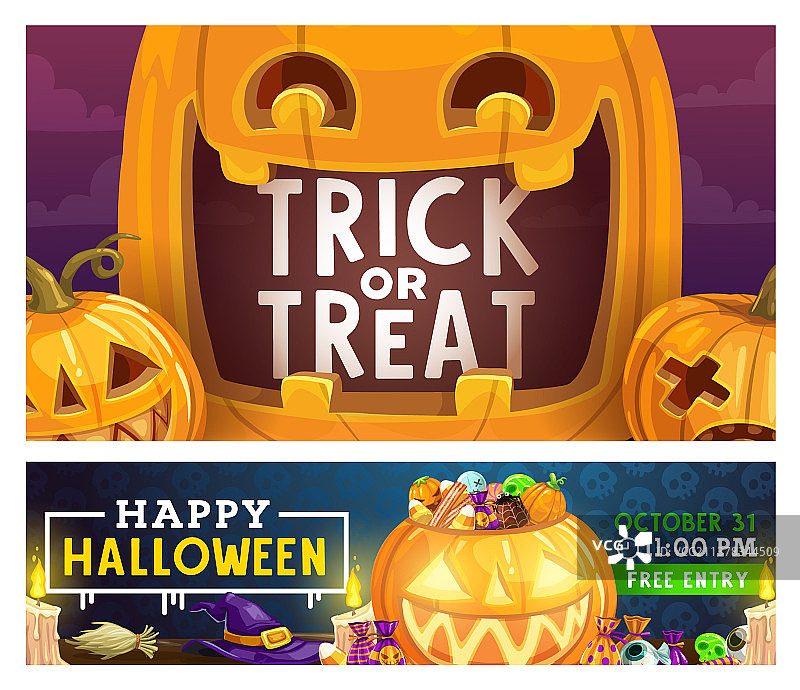 万圣节南瓜不给糖就捣蛋怪物派对图片素材