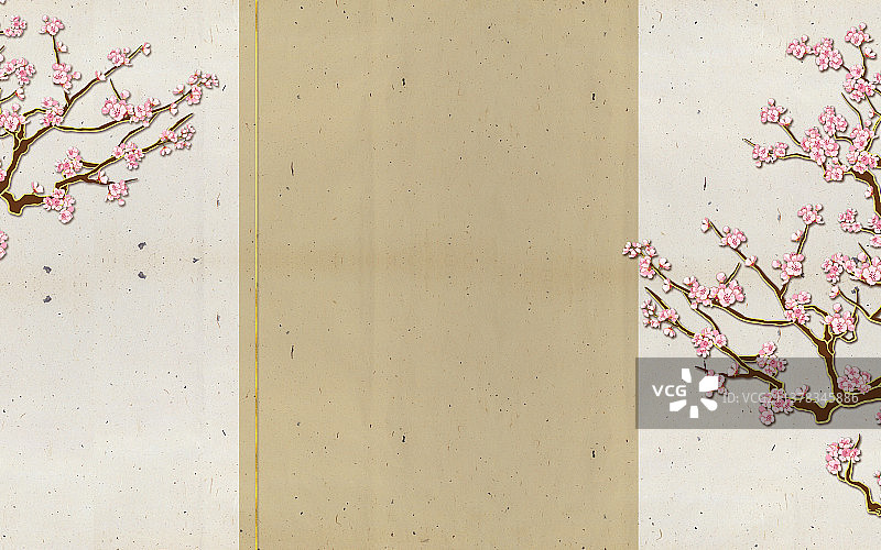 仿古梅花树素雅信笺图片素材