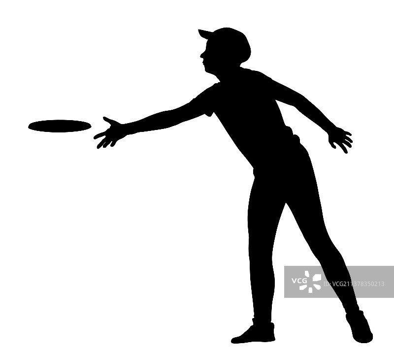 男人户外沙滩飞盘剪影图片素材