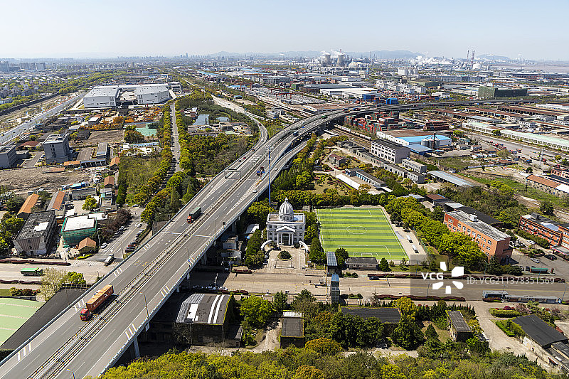 浙江宁波镇海工业区全景图图片素材
