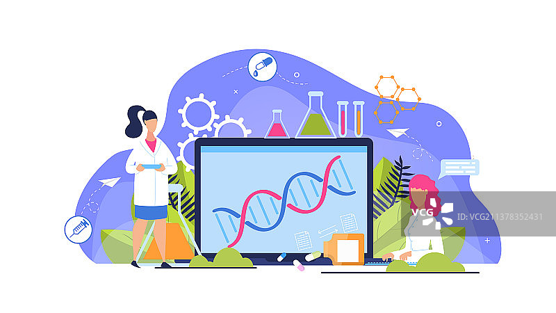基因分析宣传单扁平风格广告图片素材