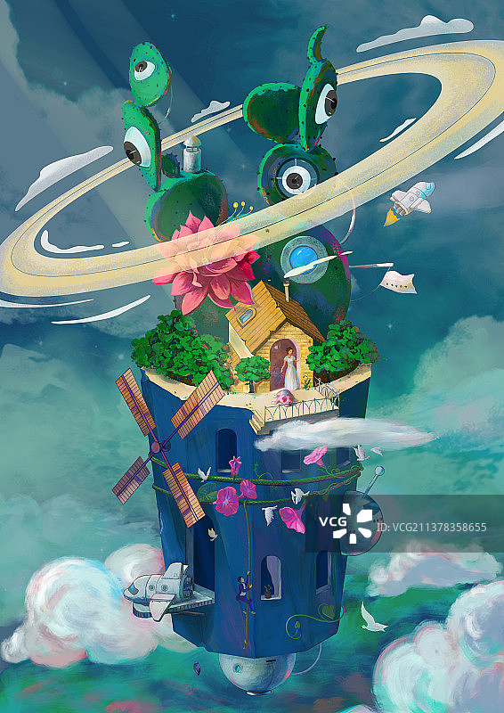 插画 飞船 家园图片素材