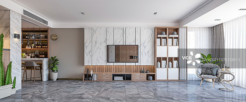 现代风格住宅内部客餐厅全景图片素材