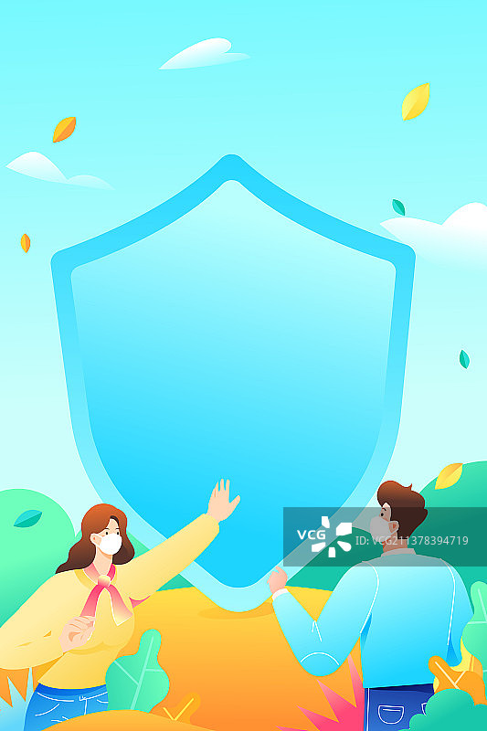 卡通抗疫病毒疫苗口罩防护志愿者医生社区看病门诊疫情医疗健康码居家隔离排队核酸检测报告渐变矢量插画图片素材