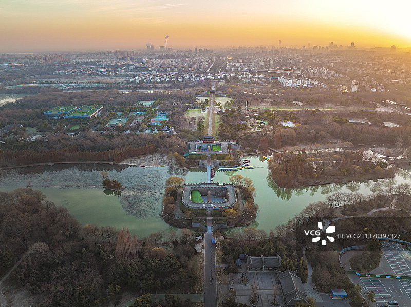 扬州宋夹城日出图片素材