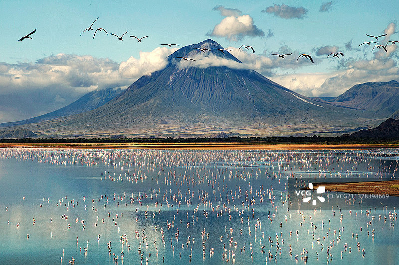 特龙湖和伦盖活火山，坦桑尼亚，非洲，旅游目的地，风景壁纸Volcanic Terrain图片素材