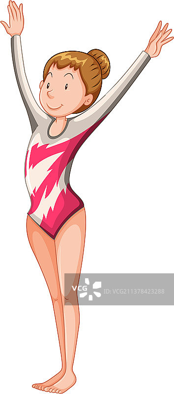 白色背景上的体操女孩图片素材