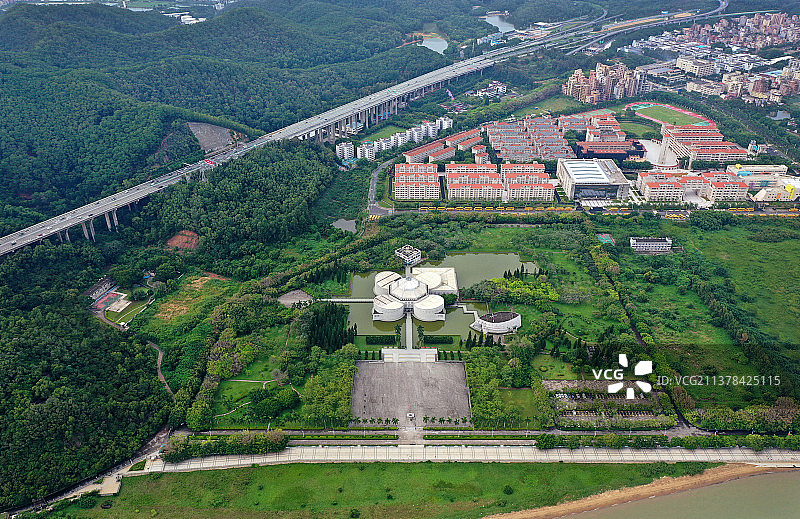 广东省东莞市虎门外语学校海战博物馆虎门大桥航拍图片素材