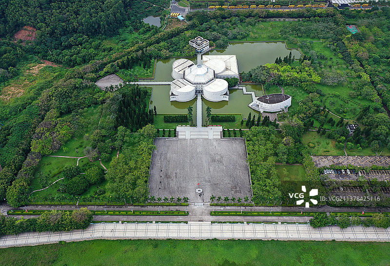 广东省东莞市虎门外语学校海战博物馆虎门大桥航拍图片素材