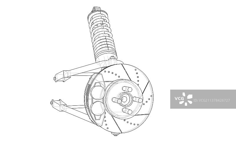 带减震器的汽车悬挂系统图片素材